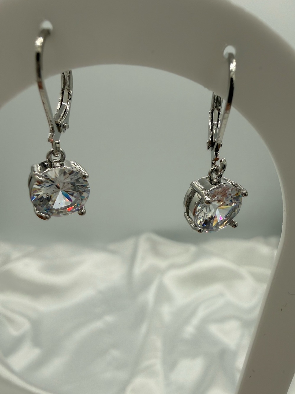 Classic 4 Prong Round Solitaire CZ Like Drop Earrings Classic Sparkling